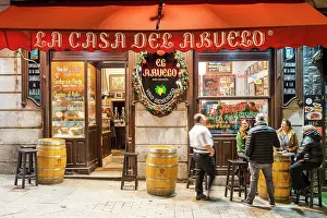 City Center Prints: Scenic night view of a bar restaurant in the Barrio de Las Letras or Literary Quarter