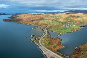 Kylesku Prints: The scenic North Coast 500 driving route crossing Loch a Chairn Bhain in Sutherland