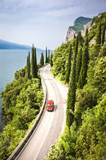 Images Dated 30th August 2018: Scenic road SS45 on the west coast of GArda Lake near Tremosine. Brescia Province