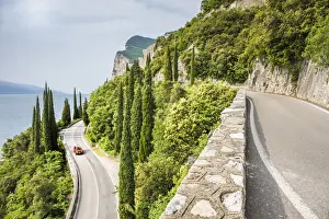 Scenic road SS45 on the west coast of GArda Lake near Tremosine. Brescia Province