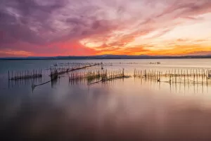 Images Dated 23rd June 2022: Scenic sunset at Albufera Natural Park, Valencia, Valencian Community, Spain