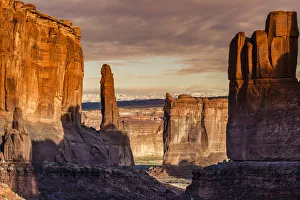 Scenic sunset from Park Avenue Trail, Arches National Park, Utah, USA Scenic sunset from Park Avenue Trail, Arches National Park, Utah, USA
