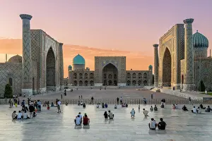 Registan Prints: Scenic sunset view over Registan, Samarkand, Uzbekistan