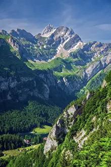 Wasserauen Prints: Scenic view from Ebenalp, Schwende, Canton of Appenzell Innerrhoden, Switzerland