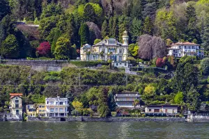 Villas Prints: Scenic view of Lake Maggiore, Stresa, Piedmont, Italy