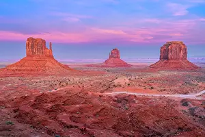 Butte Prints: Scenic view of Monument Valley Navajo Tribal Park at sunset, Utah-Arizona, USA