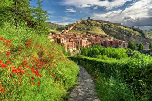 Aragon Prints: Scenic view of the old town with its ancient walls, Albarracin, Aragon, Spain