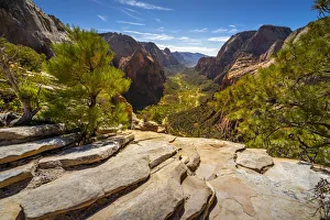 Scenic view of Zion canyon taken from Angels Landing, Zion National Park, Utah, USA