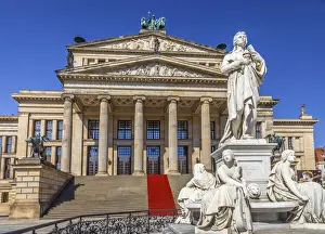 Concert Hall Prints: Schiller monument in front of the Berlin Concert Hall on Gendarmenmarkt, Berlin, Germany