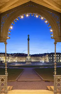 Schlossplatz Prints: Schlossplatz (Castle Square ) and Neues Schloss (New Castle) at dawn, Stuttgart