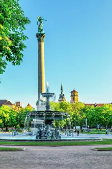 Schlossplatz Prints: Schlossplatz Square with Stiftskirche Church and Jubiläumssäule Column