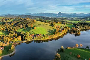 Images Dated 10th February 2023: Schwaltenweiher Lake, Allgau Alps, Allgau, Bavaria, Germany