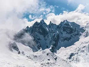 Cloud Prints: Sciore peaks in clouds, Val Bondasca, Val Bregaglia, Maloja, Graubunden, Switzerland