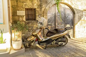 Motor Bike Prints: Scooter, Lindos, Rhodes, Dodecanese Islands, Greece