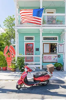 Scooter Prints: Scooter outside the Lobster Shack, Key West, Florida, USA