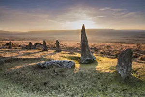 Stone Circle Prints: Scorhill Stone Circle, Devon, England, UK