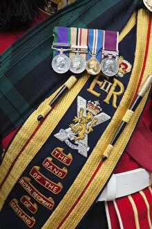 Scotland, Edinburgh, The Royal Mile, Military Parade, Detail of Military Bandsman Costume
