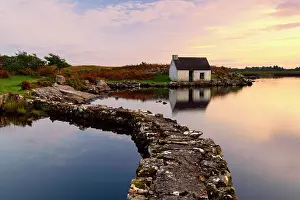 County Galway Prints: Screebe Fishing Hut at Sunset, Connemara, County Galway, Ireland