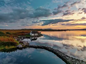 County Galway Prints: Screebe Fishing Hut at Sunset, Connemara, County Galway, Ireland