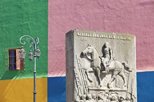 Street Lamp Prints: A sculpture in homage to the General San Martin at the Caminito de la Boca