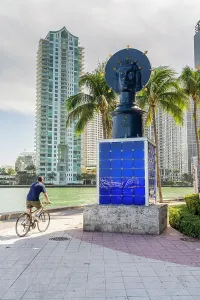 Cycling Prints: Sculpture on Miami Riverwalk, Miami, Florida, USA
