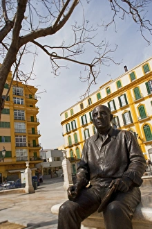 Land Mark Prints: Sculpture of Picasso in Maria Guerrero square, Malaga, Andalusia, Spain