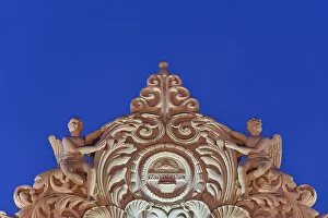 Images Dated 8th July 2021: Detail of a sculpture in the upper part of the Salta Cathedral illuminated at night