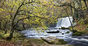 Powys Prints: Scwd Ddwli waterfall on the Nedd Fechan river near Ystradfellte, Brecon Beacons National