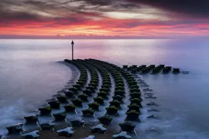 Daybreak Gallery: Sea Defences at Sunrise, Felixstowe, Suffolk, England