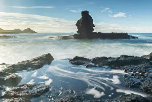 Sea Gull Isle near Giant's Causeway on the Causeway Coast, County Antrim, Northern Ireland, UK. Autumn (November) 2022