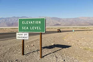 Basin Collection: Sea level sign in Death Valley National park, California, USA
