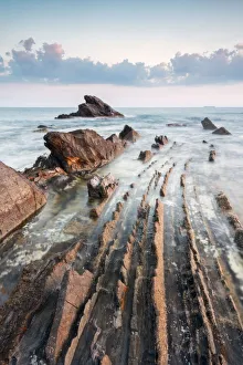 Tirreno Prints: The sea and the rocks of Antignano di Livorno at sunset, Livorno province, Tuscany, Italy