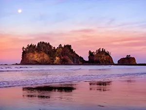Sea Stacks at First Beach, sunrise, La Push Olympic national Park, Washington State, USA