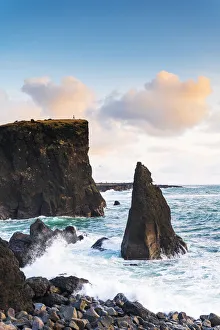 Black Sand Prints: Sea stacks at Reykjanes peninsula, Iceland, Europe