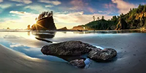 Sea Stacks Prints: Sea Stacks at Second Beach, sunset, La Push Olympic national Park, Washington State, USA