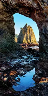 Sea Stacks Prints: Sea Stacks seen through Hole in the Wall