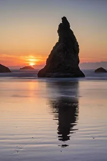 Bandon Beach Prints: Sea Stacks at Sunset, Bandon Beach, Oregon, USA
