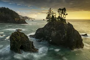 Sea Stacks at Sunset, near Natural Bridges Viewpoint, Samuel H Sea Stacks at Sunset, near Natural Bridges Viewpoint, Samuel H