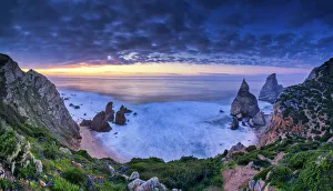 Praia Da Ursa Prints: Sea Stacks at Sunset, Praia da Ursa, Colares, Sintra, Portugal