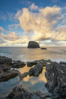 Images Dated 7th August 2023: Seascape at coast of Porto da Cruz at sunset, Machico District, Madeira, Portugal