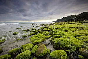 Seaside with lava rocks at Praia Formosa. Santa Maria, Azores islands, Portugal