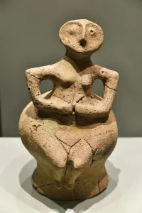 Archaeological Museum Prints: Seated anthropomorphic figurine, Telish, Pleven region. National Archaeological Museum