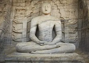 Gal Vihara Prints: Seated Buddha, Gal Vihara, Polonnaruwa (UNESCO World Heritage Site), North Central