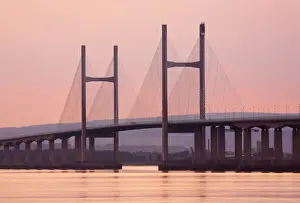 River Severn Prints: Second Severn Crossing over River Severn between England & Wales, Gloucestershire