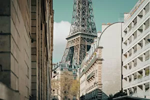 Images Dated 9th February 2023: Section of the Eiffel Tower seen from the streets of Paris, France