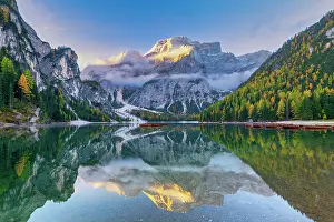 Trentino Prints: Seekofel Reflecting in Lake Braies (Pragser Wildsee), Dolomites, South Tyrol, Italy