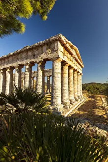 Segesta, Sicily. Temple of Segesta at sunset