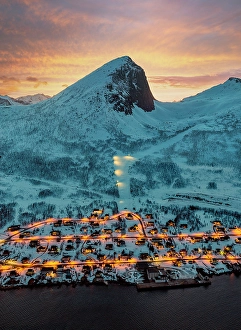 Majestic Prints: Segla peak and fishing village, Senja, Troms county, Norway