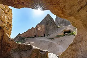 Cave Prints: Selime Monastery seen through a cave opening