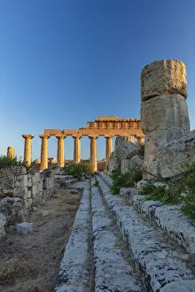 Selinunte, Sicily. Greek temple at sunset
